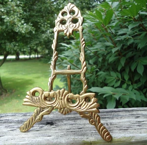 VTG Brass Mini Easel 6x4" Ornate Art Display Stand Whimsical Maximalist Decor - Picture 1 of 7