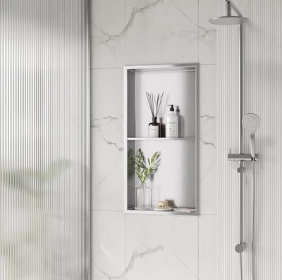 No Tile Shower Niche, Stainless Steel Wall Niche 13.1"X25.1"(Inner Size 12"X24") - Image 1 of 4