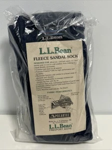 NEW Vintage LL Bean 12” Fleece Sandal Socks Navy Large 100% Polartec 200 - Picture 1 of 5
