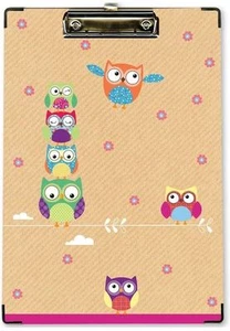 A4 Clipboard Owls Design Cute School Office Gift Holder Stationery Foolscap Home - Picture 1 of 1