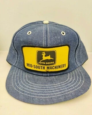 De colección HECHO EN EE. UU. DENIM John Deere Maquinaria Parche Camionero Gorra Snapback Nuevo de Lote Antiguo Foto 1 de 4
