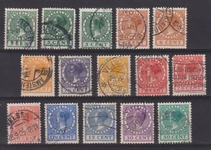 12. Netherlands 1924-1939 Queen Wilhelmina stamps selection - Picture 1 of 2