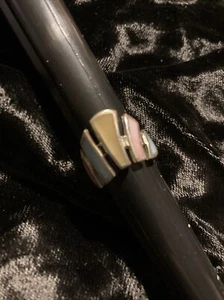 Vintage Sterling Inlaid Colored Mother Of Pearl Ring Thailand Sz 4.5/5 Signed - Picture 1 of 5