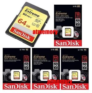 Sandisk Extreme 16GB 32GB 64GB 128GB 256GB SD SDHC SDXC lot Memory Card C10 4K 