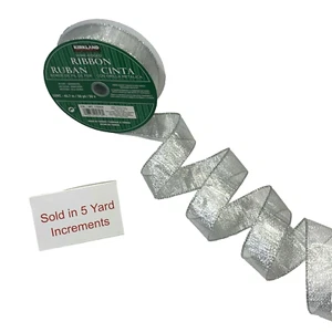 Kirkland Wire Edge Ribbon SILVER 5 Yards Christmas Holiday Decor Bows Gifts 1.5" - Picture 1 of 24