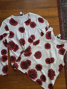 JUEGO DOBLE OSCAR DE LA RENTA Rojo Talla L Lentejuelas Joyas Embellecidas Vintage Bling - Imagen 1 de 13