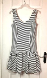 Arggido Black & White Nautical Striped Sleeveless Mini Tennis Style Dress 12 uk - Picture 1 of 10