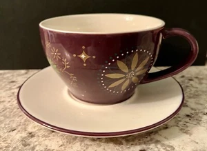 Starbucks Purple/Gold 2006 large Christmas mug & saucer - Picture 1 of 3