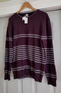 $695 Eleventy Platinum 100% Cashmere Crewneck Sweater Speckled Purple XL  - NEW - Picture 1 of 3