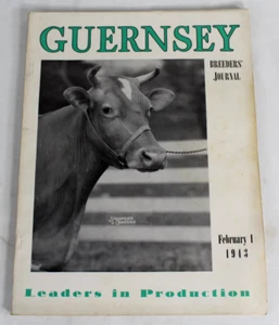Guernsey Züchterjournal 1. Februar 1943 Kuh Kalb Stier Farmen Rinder Milch Anzeige - Bild 1 von 21
