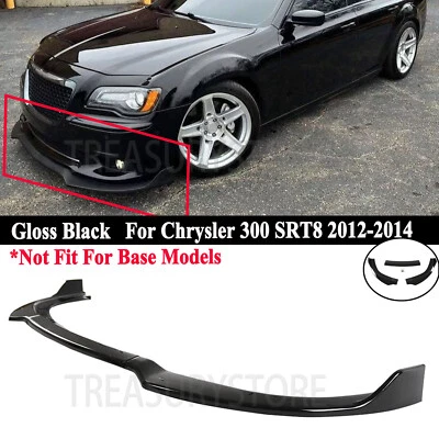 Front Bumper Lip Splitter V1 Style For Chrysler 300 SRT8 2012-2014 Gloss Black - Image 1 of 4