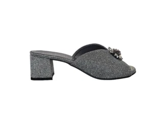 Schuhe Sandali Pantoffel Frau Elisa Conte Leder Lux Brill Grau Absatz Band - Bild 1 von 7