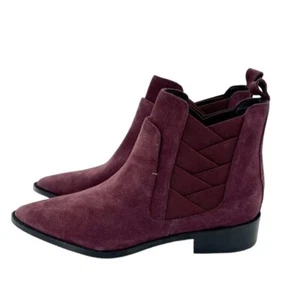 Rebecca Minkoff Jacy Suede Leather Burgundy Pointed Toe Ankle Boots 7 New SH34 - Picture 1 of 9