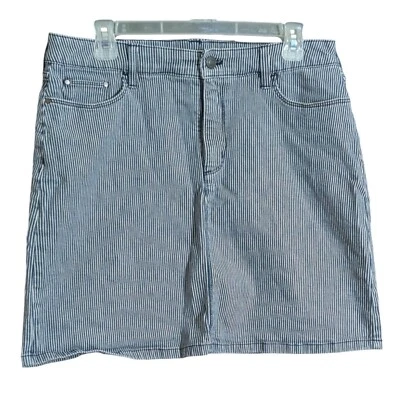 Falda elástica Croft & Barrow para mujer talla 12 (35" cintura) azul y blanco a rayas Foto 1 de 4