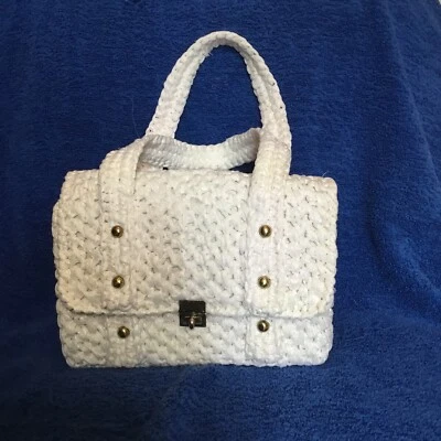 Purse, Garay of New York, Vintage, White Raffia, Gold Feet - Image 1 of 4