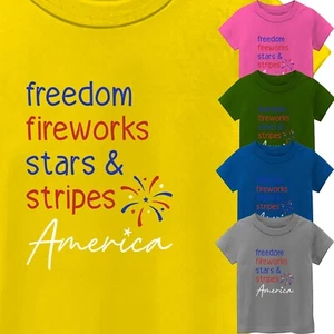 kid's Funny Happy 4th Of July Celebration Short Sleeve T-Shirt USA New Gift Tee - Picture 1 of 14