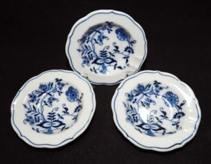 DREI Vintage blaue Donau Zwiebel Aschenbecher Löffel Rest Gewürz Schale Band Banner - Bild 1 von 7