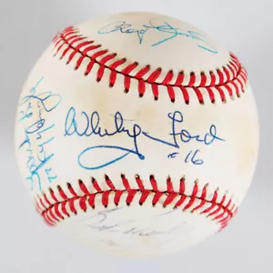 Whitey Ford Signed Baseball Yankees Cy Young (5) w/ Roger Clemens, Ron Guidry... - Picture 1 of 7