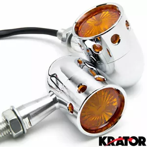 2pcs Chrome Heavy Duty Motorcycle Turn Signals Bulb Indicators Blinkers Lights - Picture 1 of 6