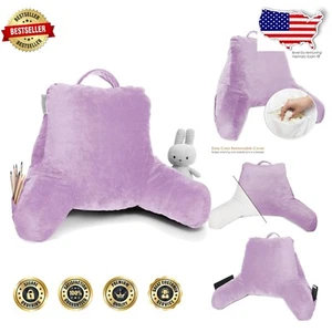 Cozy Lavender Reading Pillow for Kids - Shredded Memory Foam with Storage - Picture 1 of 10