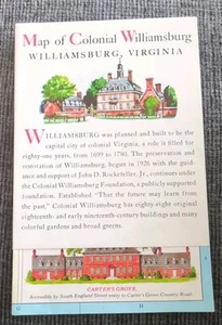 Vintage Collector's Map Of Colonial Williamsburg, VA - Picture 1 of 1