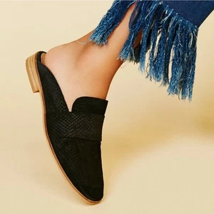 Free People At Ease Black Loafer Mule Flat Shoe Sz 39 - Picture 1 of 7