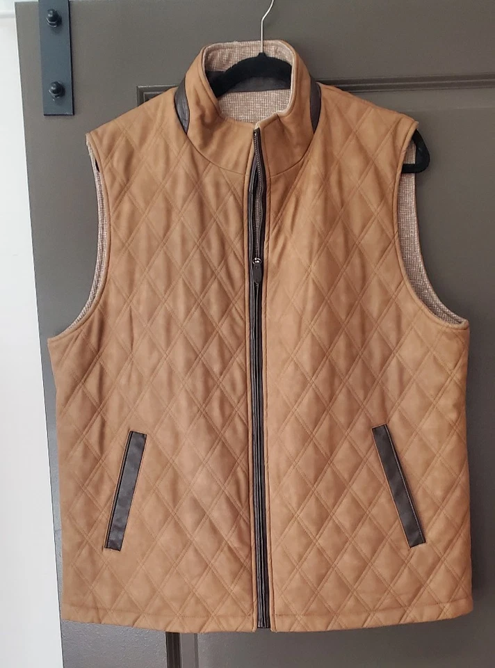 Johston & Murphy Upton Chaleco Reversible Diamante Acolchado Micro Gamuza Cremallera Talla XL Foto 1 de 4