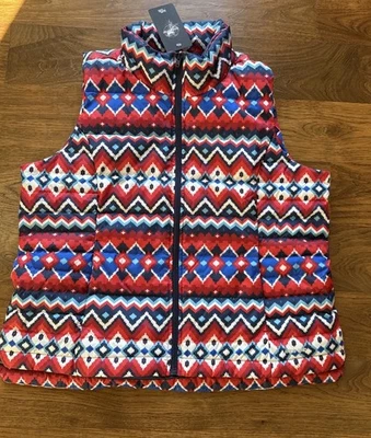 Lands End Down Vest Womens XL NWT Fair Isle Print Sleeveless Coat New Zip Up - Image 1 of 4