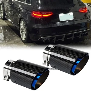 2.5" Inlet 3.5" Outlet Muffler Exhaust Tips Carbon Fiber For Audi A3 A4 A5 S5 S3 - Picture 1 of 18