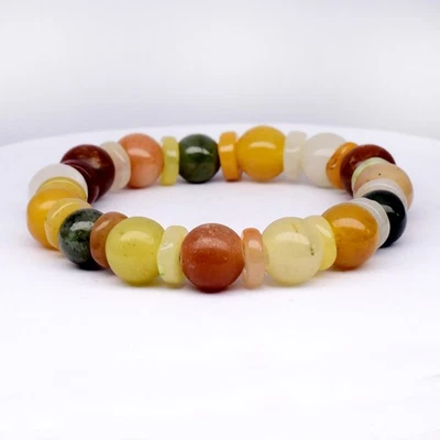 💎 171.89ct 30pcs Natural Multi Color Jade - Untreated, Burma Gems Bracelet 2" - Image 1 of 4