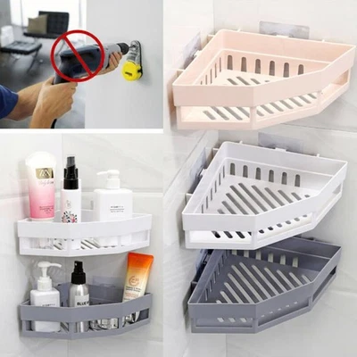 Triangular Shower Caddy Shelf Bathroom Corner Bath Rack Storage Holder Organize& - Imagen 1 de 4