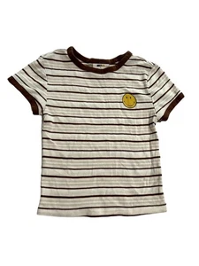 H&M x Smiley T-Shirt in White Striped - Picture 1 of 3