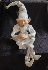 Robert Stanley weiß silber Weihnachtselfe beweglich 35" Art Fantasy skurril XL - Bild 1 von 5
