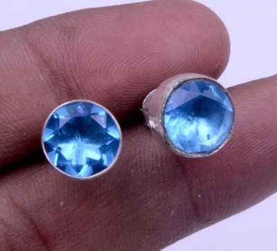 Blue Topaz Quartz Friendship Day Fashion Jewelry Stud Earring L108 - Image 1 of 4