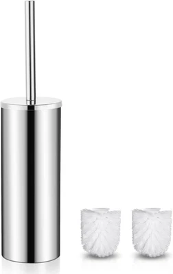 Scopino Bagno E Portascopino WC, Scopino per WC in Acciaio Inossidabile Argento - Immagine 1 di 4
