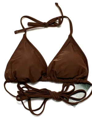 Top de bikini Wild Fable marrón L (12-14) almohadillas extraíbles triángulo envolvente corbata Foto 1 de 4