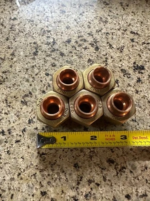 Elkhart EPC 1/2" x 1/2" Union Copper Brass Coupler Pipe Fitting Lot of 5