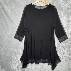 IC by Connie K Top Damen L asymmetrischer Saum mit Netz schwarz dehnbar Whitchy - Bild 1 von 10