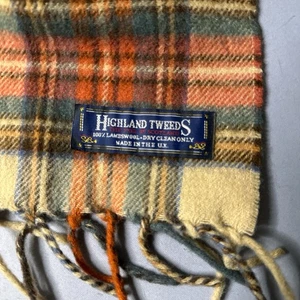 Highland Tweeds of Scotland Scarf 100% LAMBSWOOL 58x12"  Beige, Orange And Brown - Bild 1 von 5