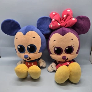 MICKEY & MINNIE MOUSE • Disney Chibi Plush Glitter Big Eyes Stuffed Animals 14" - Picture 1 of 12