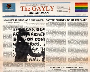 THE GAYLY OKLAHOMAN Gay & Lesbian Zeitung August 1998 Boy George Culture Club - Bild 1 von 2