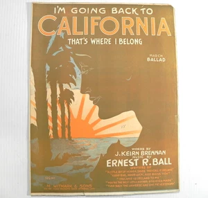 I'm Going Back to California 1916 antike Noten Großformat - Bild 1 von 4