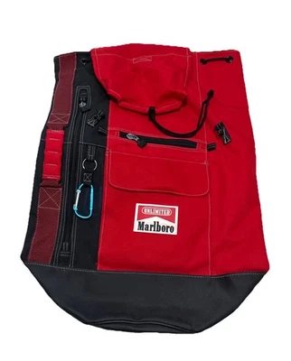 Vintage 90s Marlboro Unlimited Gear Red and Black Top Load Army Duffle Dry Bag - Image 1 of 4