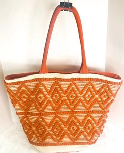 Shade and Shore Orange Tote Bag Large 23" long 16" tall summer beach shopping - Picture 1 of 7
