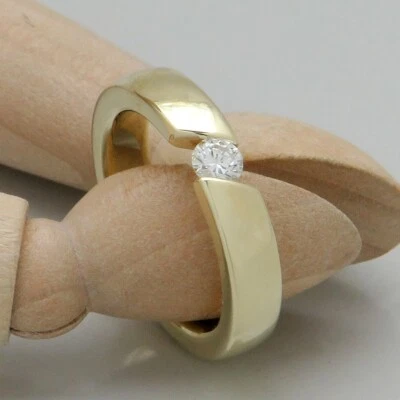 Ring Spannring mit ca. 0,30ct W-vsi Brillant in 585/14K Gelbgold - Gr. 60 - Bild 1 von 4