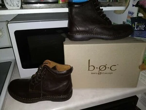 Boots - B O C Men Leather Ankle Boots, Size 11 M, Brown Style. NEW in the box - Picture 1 of 8