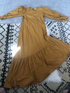 Doen Maxi Dress Ruffled High Neck Ladies Size Large? Mustard D3 - Picture 1 of 8
