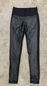 Athleta Gleam Faux Leather Panel Leggings High Rise Black Extra Small - Picture 1 of 4