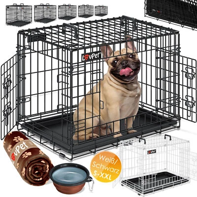 LOVPET® Hundekäfig klappbar Hundetransportkäfig Hundebox mit 2 Türen