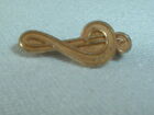 Vintage Tiny Musical Treble Clef Symbol Lapel Pin Gold Tone Metal